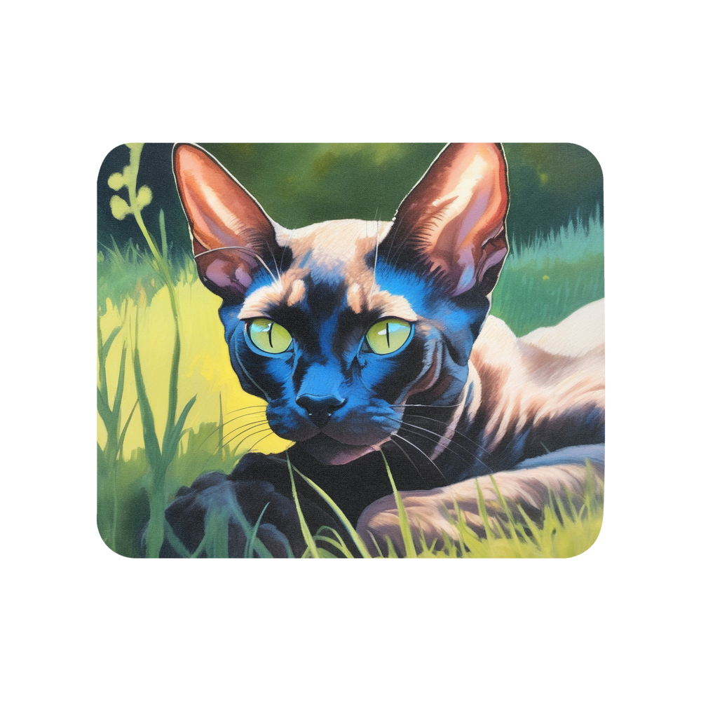 PugMug Custom Black Devon Rex Cat Mouse Pad