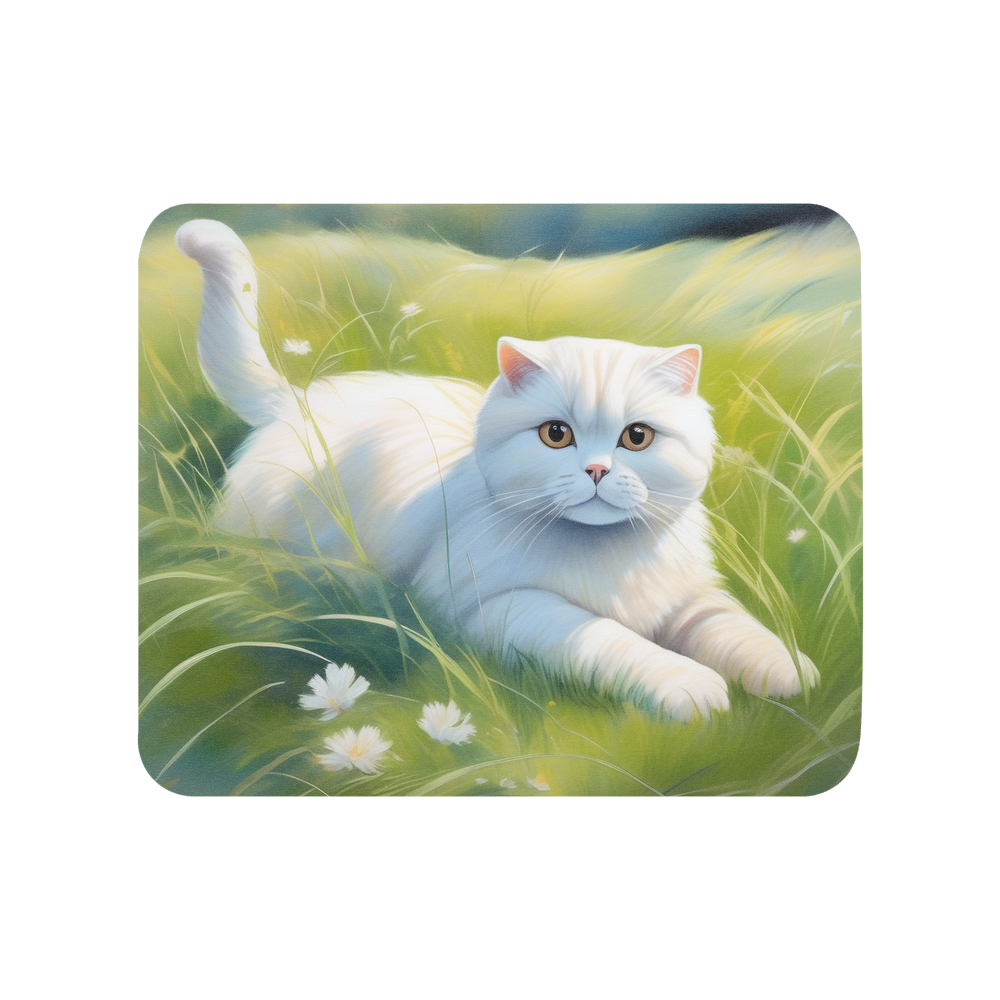 PugMug Custom White Scottish Fold Cat Mouse Pad