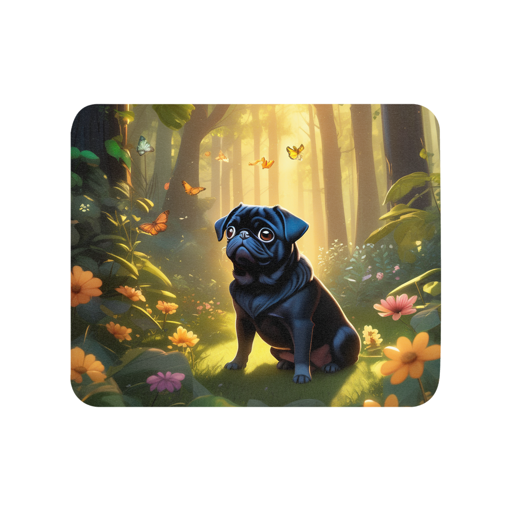 PugMug Custom Black Pug Mouse Pad