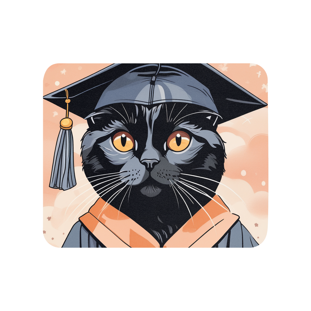 PugMug Custom Black Scottish Fold Cat Mouse Pad
