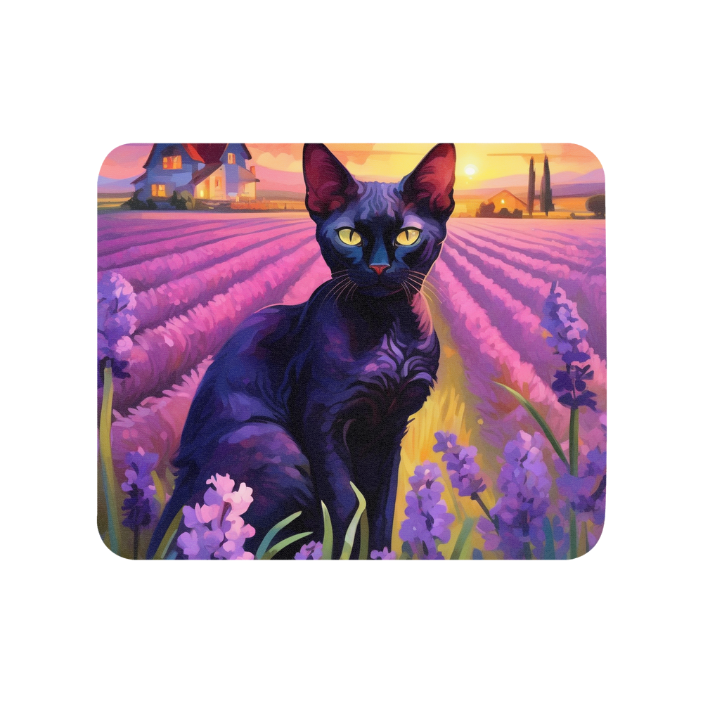 PugMug Custom Black Devon Rex Cat Mouse Pad
