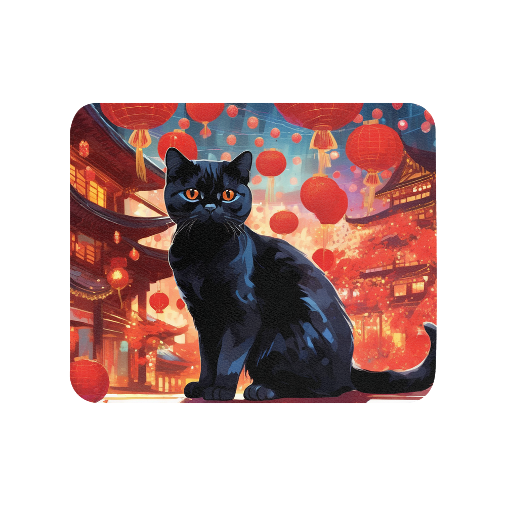 PugMug Custom Black Scottish Fold Cat Mouse Pad