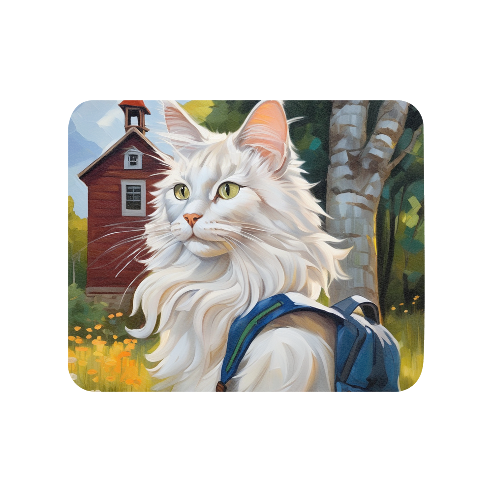 PugMug Custom White Maine Coon Cat Mouse Pad