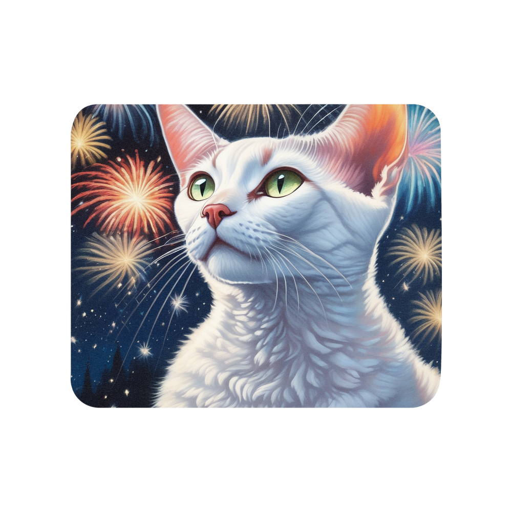 PugMug Custom White Devon Rex Cat Mouse Pad