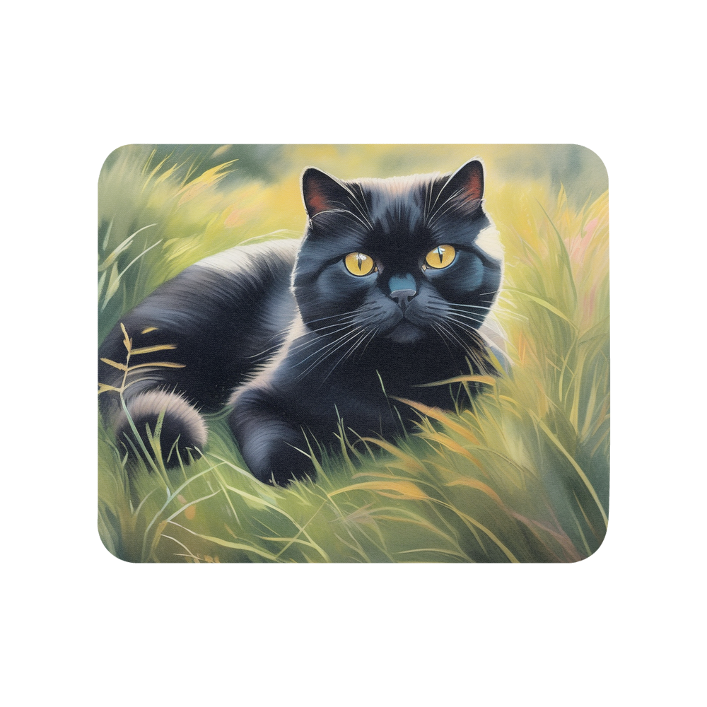 PugMug Custom Black Scottish Fold Cat Mouse Pad