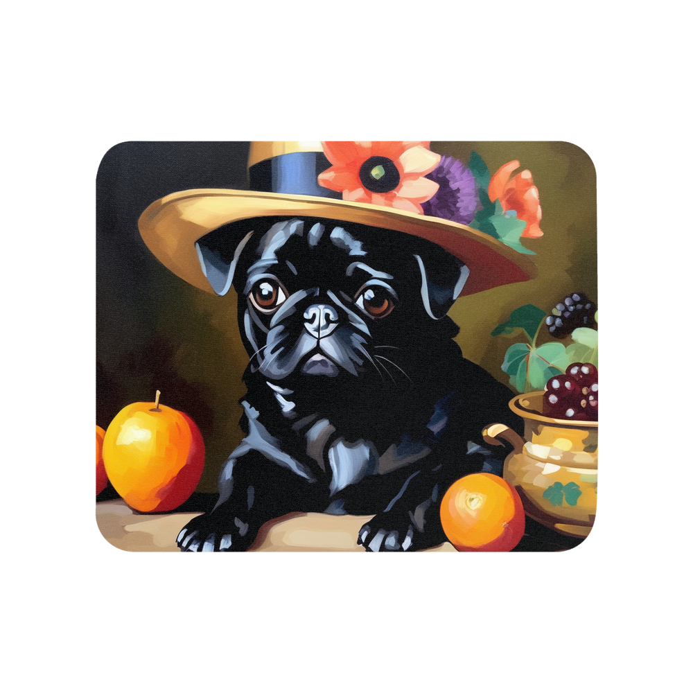 PugMug Custom Black Pug Mouse Pad