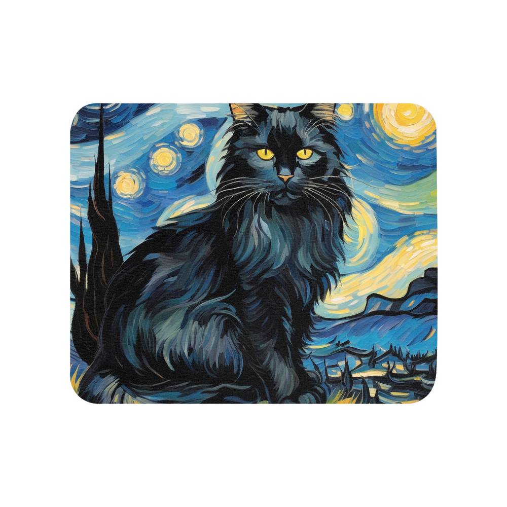 PugMug Custom Black Maine Coon Cat Mouse Pad