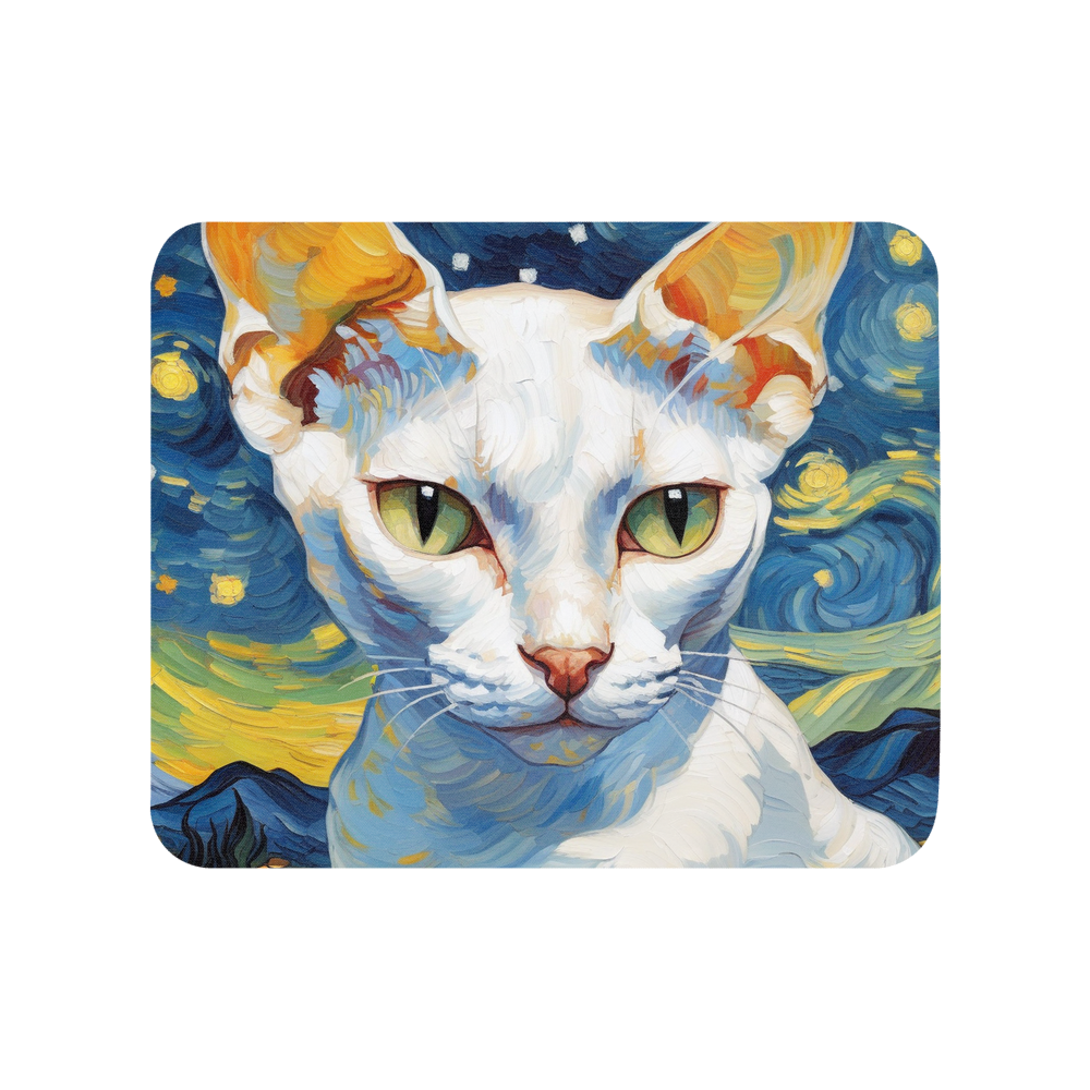 PugMug Custom White Devon Rex Cat Mouse Pad