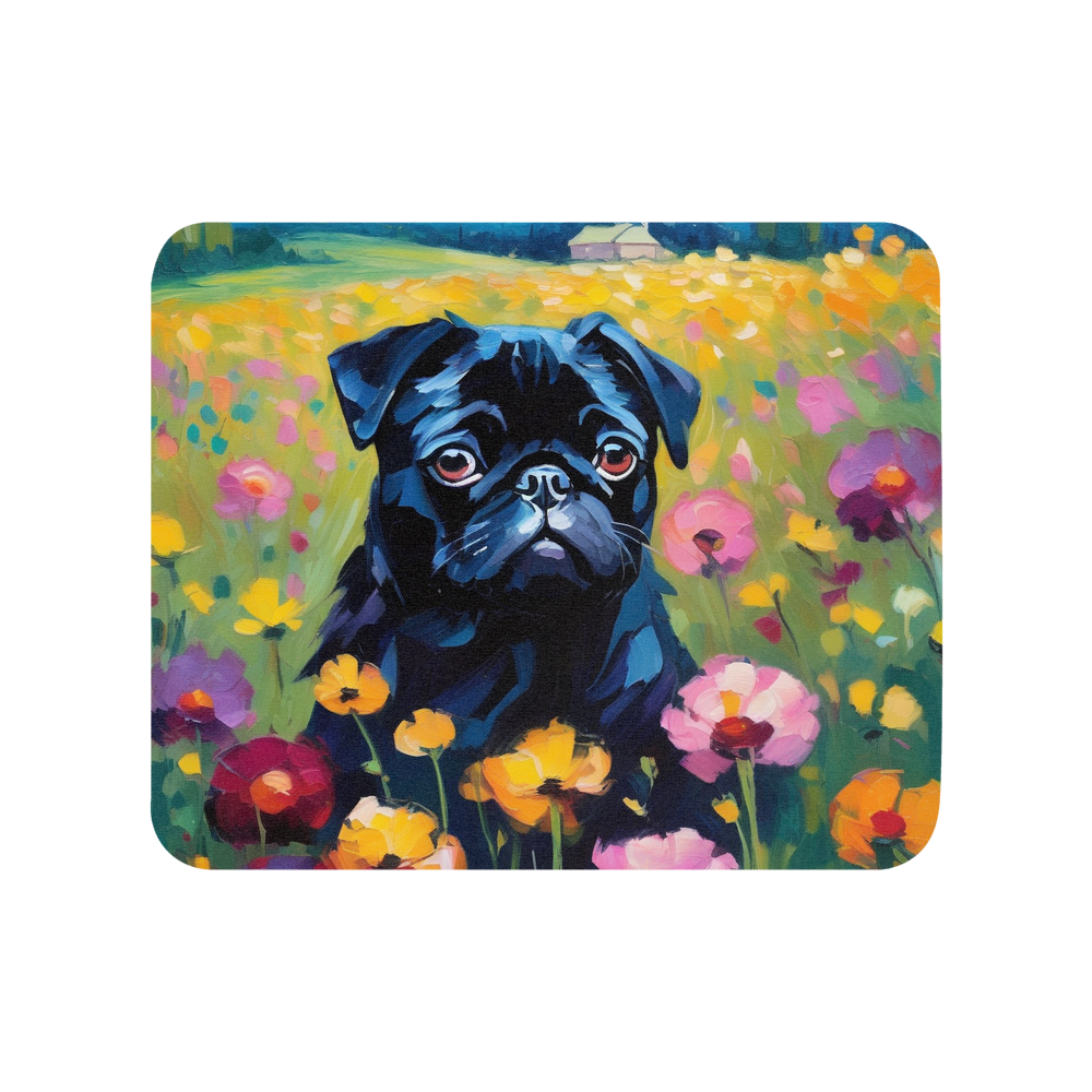 PugMug Custom Black Pug Mouse Pad