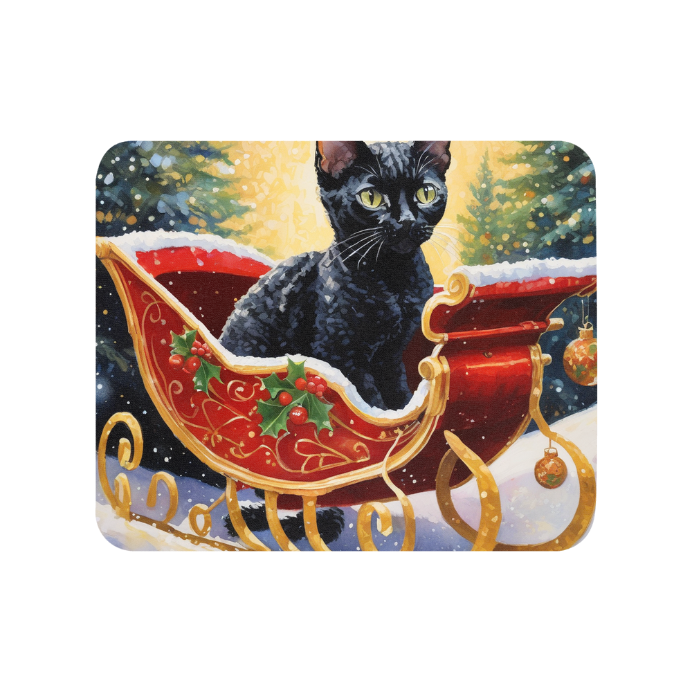 PugMug Custom Black Devon Rex Cat Mouse Pad