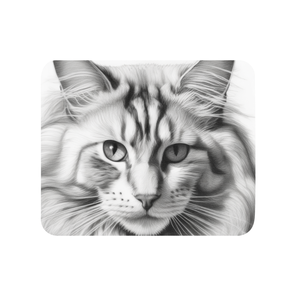 PugMug Custom White Maine Coon Cat Mouse Pad