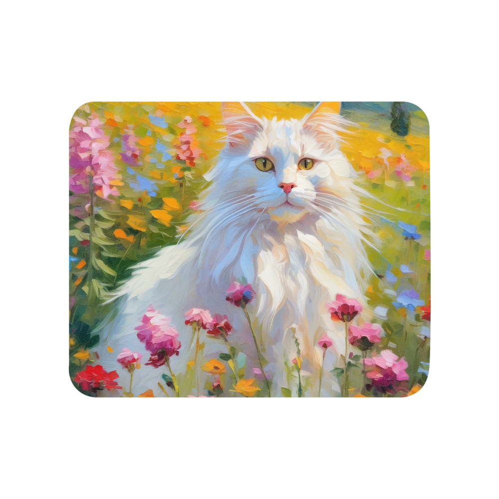 PugMug Custom White Maine Coon Cat Mouse Pad