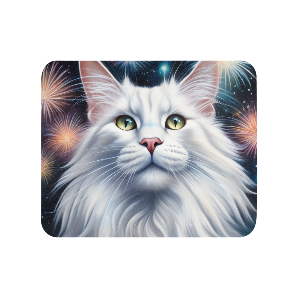 PugMug Custom White Maine Coon Cat Mouse Pad
