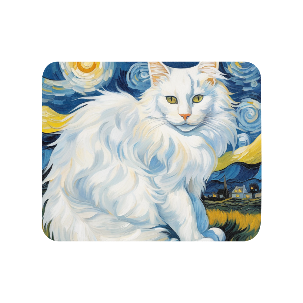 PugMug Custom White Maine Coon Cat Mouse Pad