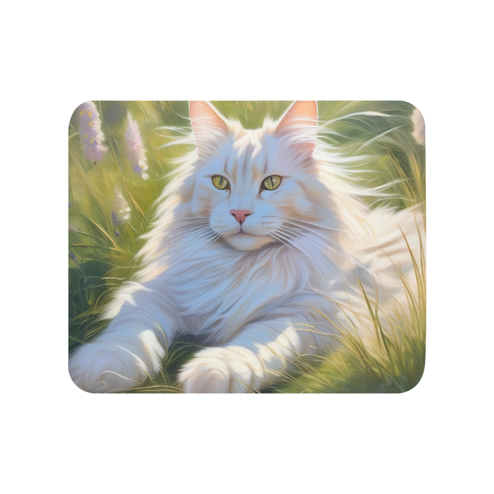 PugMug Custom White Maine Coon Cat Mouse Pad