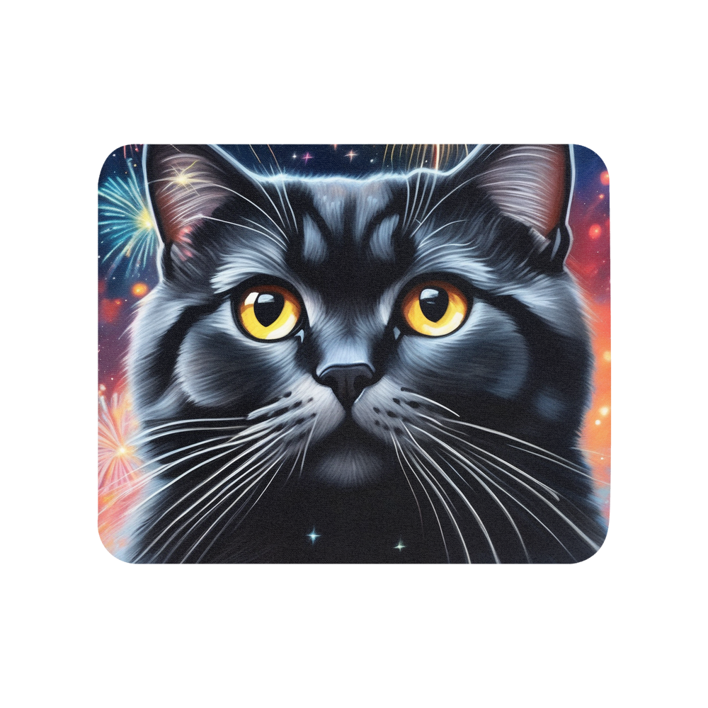PugMug Custom Black Scottish Fold Cat Mouse Pad