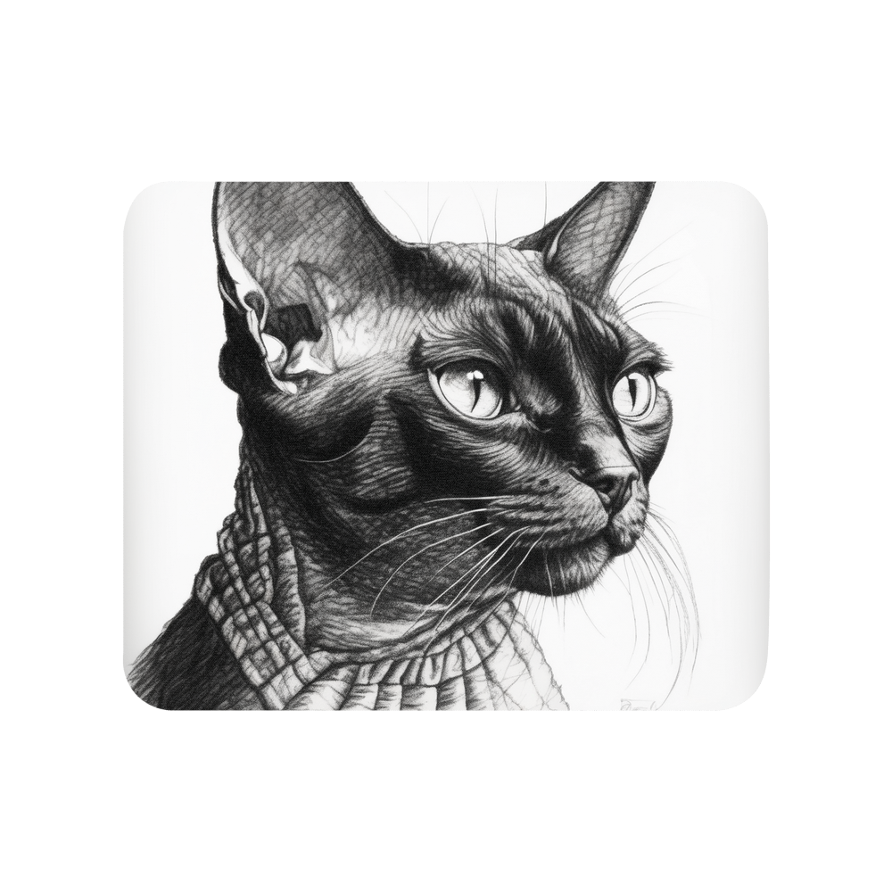 PugMug Custom Black Devon Rex Cat Mouse Pad