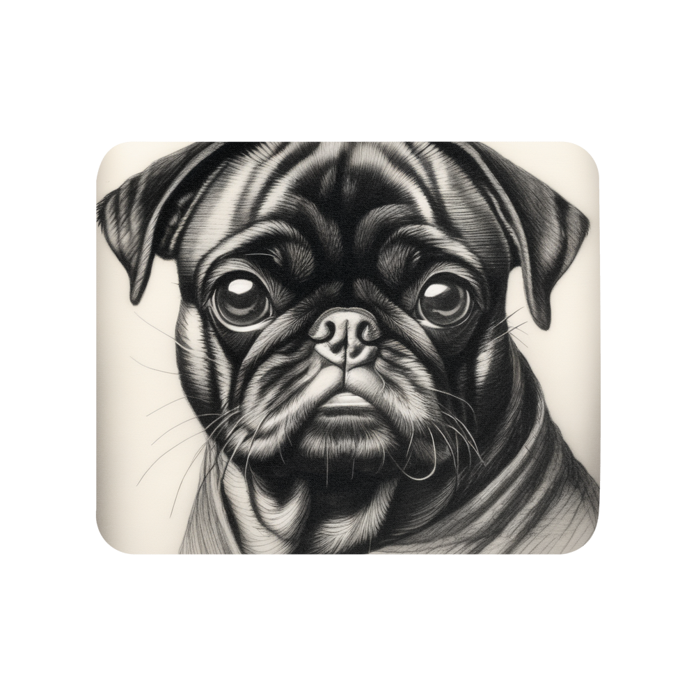 PugMug Custom Black Pug Mouse Pad