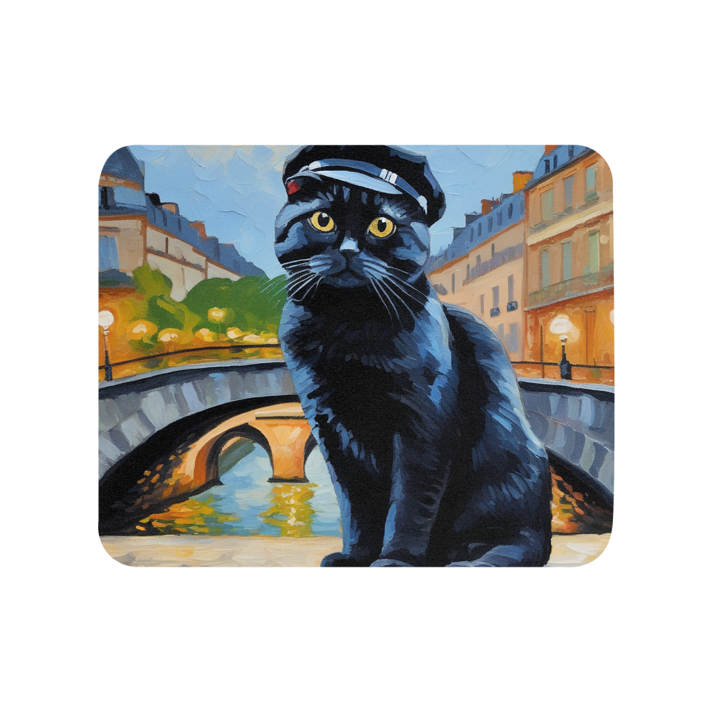 PugMug Custom Black Scottish Fold Cat Mouse Pad