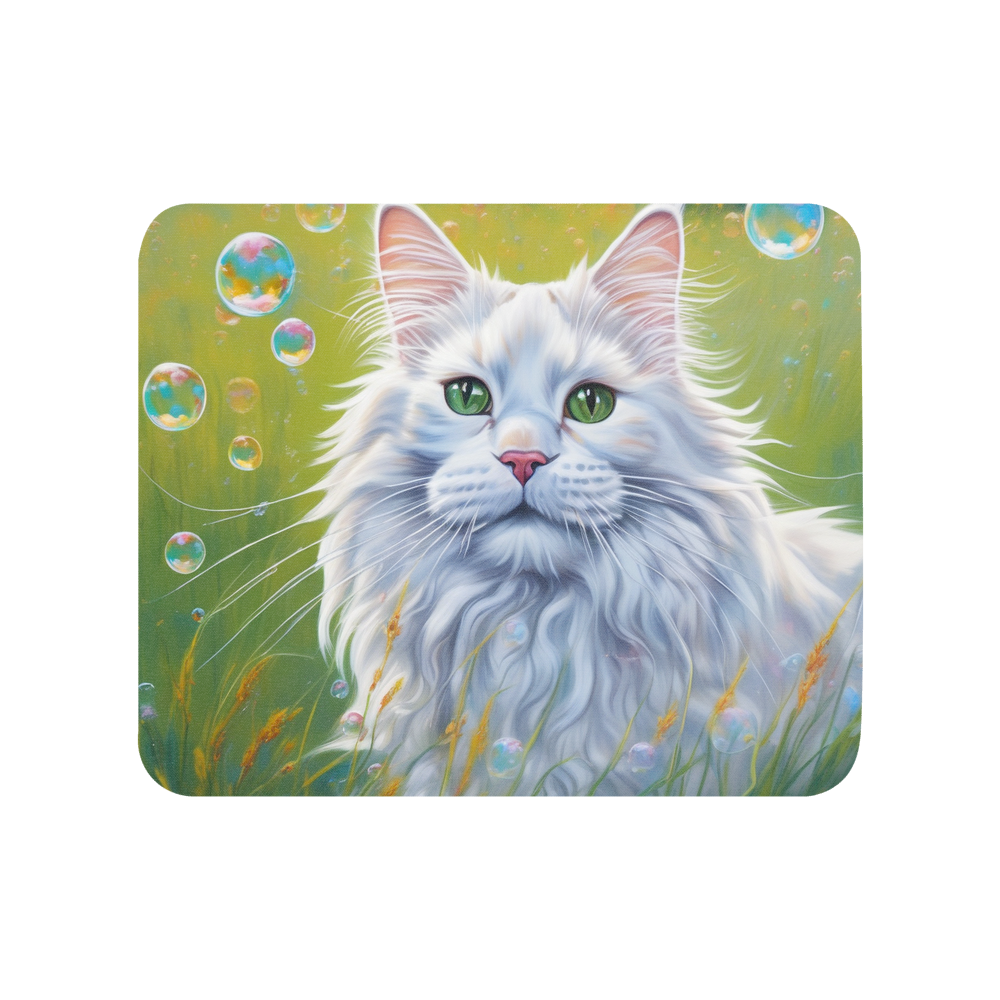 PugMug Custom White Maine Coon Cat Mouse Pad