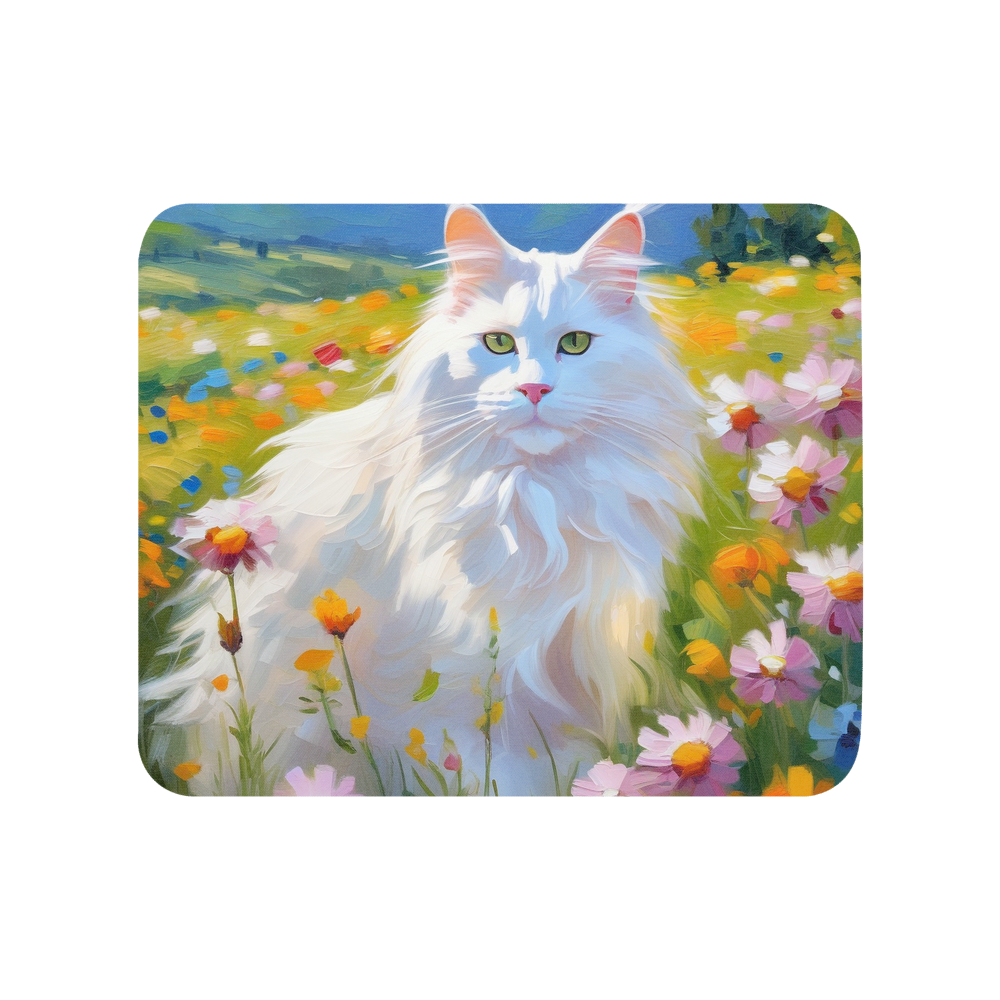 PugMug Custom White Maine Coon Cat Mouse Pad