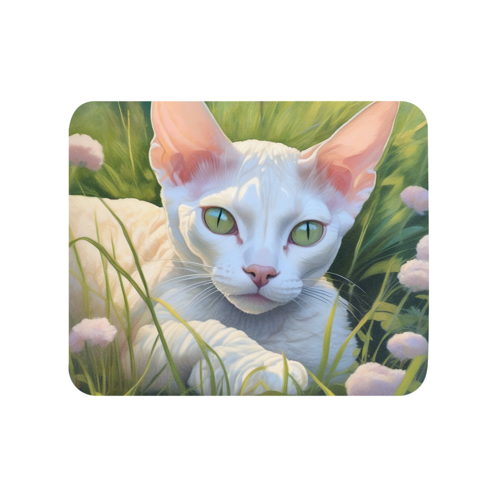 PugMug Custom White Devon Rex Cat Mouse Pad