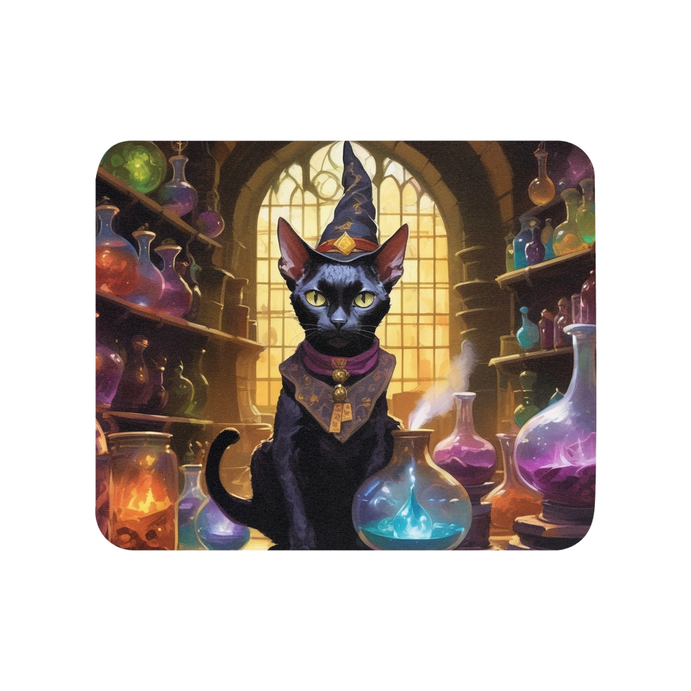 PugMug Custom Black Devon Rex Cat Mouse Pad