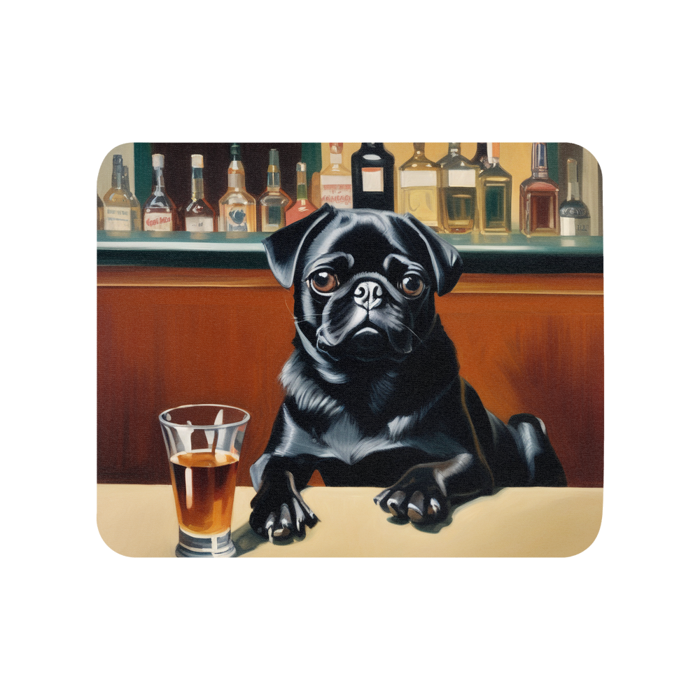 PugMug Custom Black Pug Mouse Pad