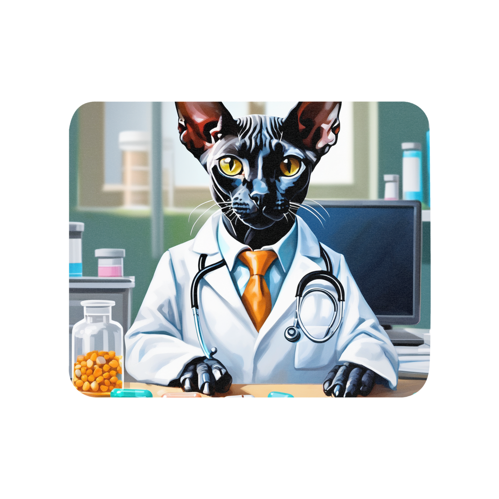 PugMug Custom Black Sphynx Cat Mouse Pad
