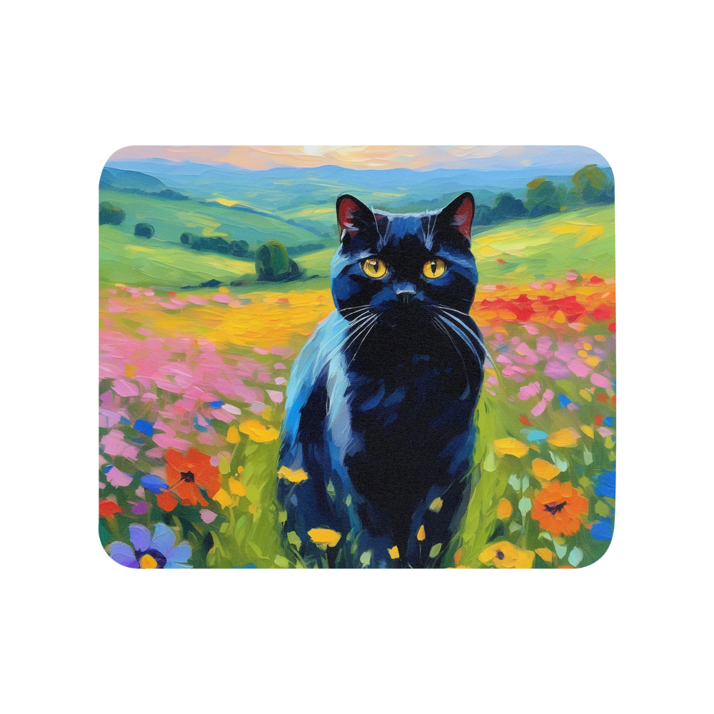 PugMug Custom Black Scottish Fold Cat Mouse Pad