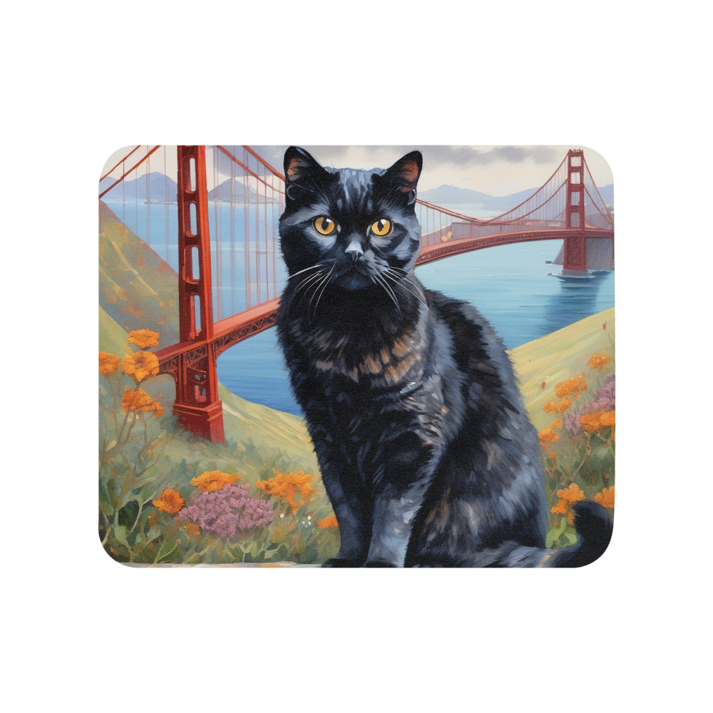 PugMug Custom Black Scottish Fold Cat Mouse Pad