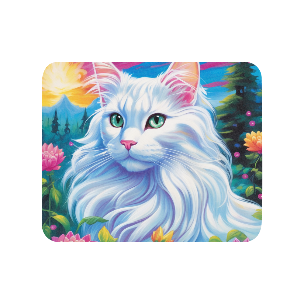PugMug Custom White Maine Coon Cat Mouse Pad
