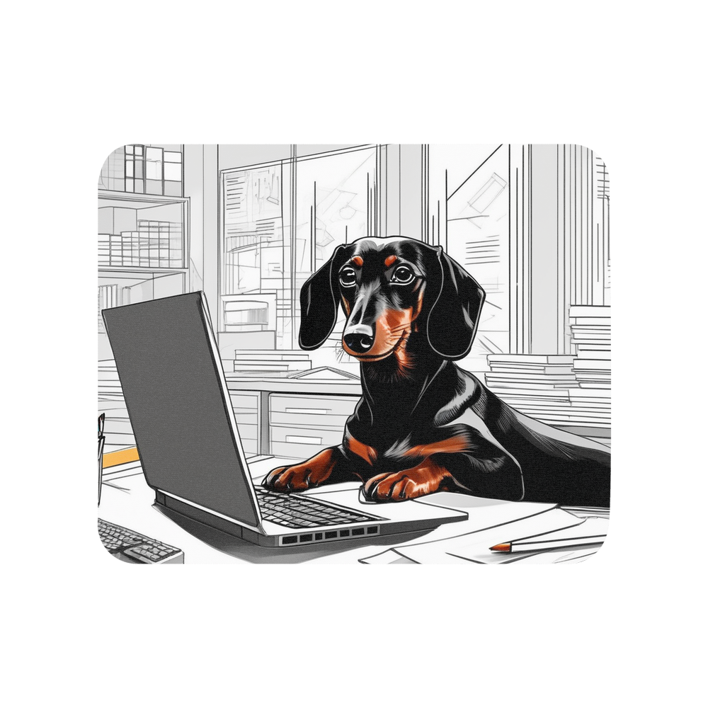 PugMug Custom Black Dachshund Mouse Pad