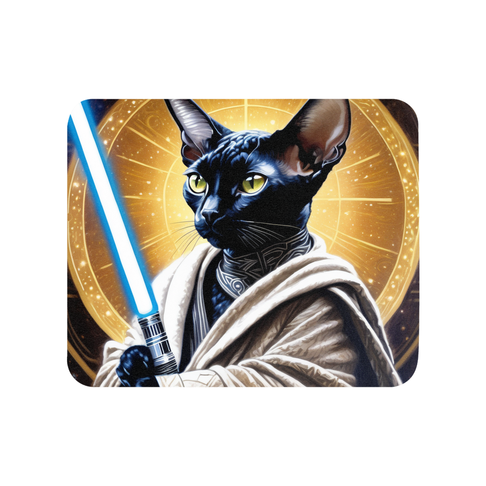 PugMug Custom Black Devon Rex Cat Mouse Pad