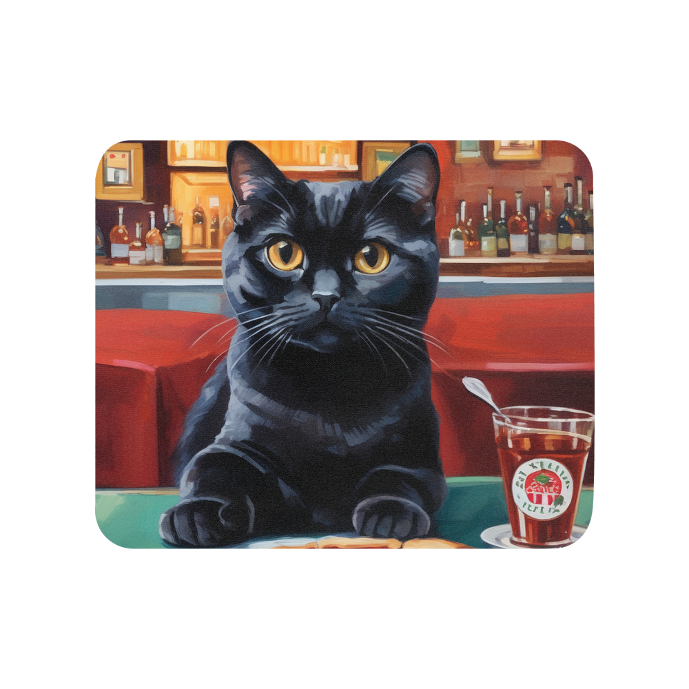 PugMug Custom Black Scottish Fold Cat Mouse Pad