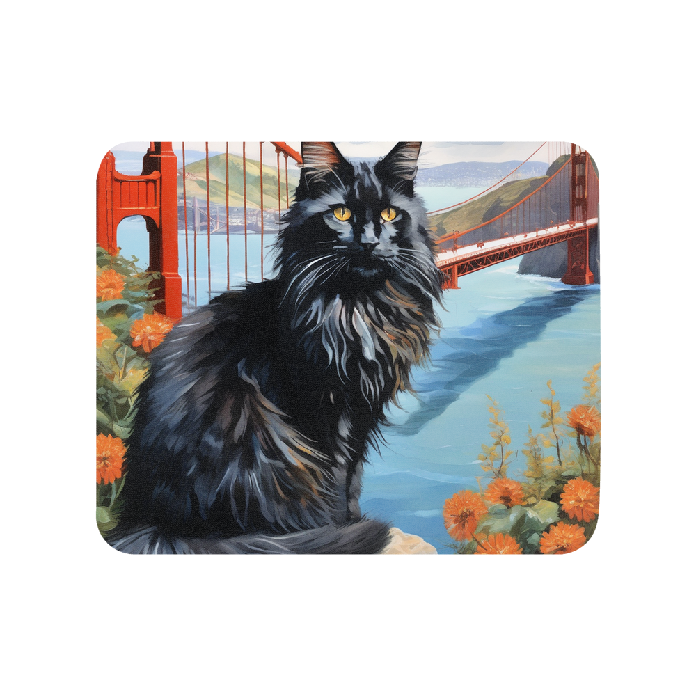 PugMug Custom Black Maine Coon Cat Mouse Pad