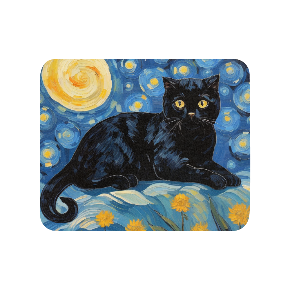 PugMug Custom Black Scottish Fold Cat Mouse Pad