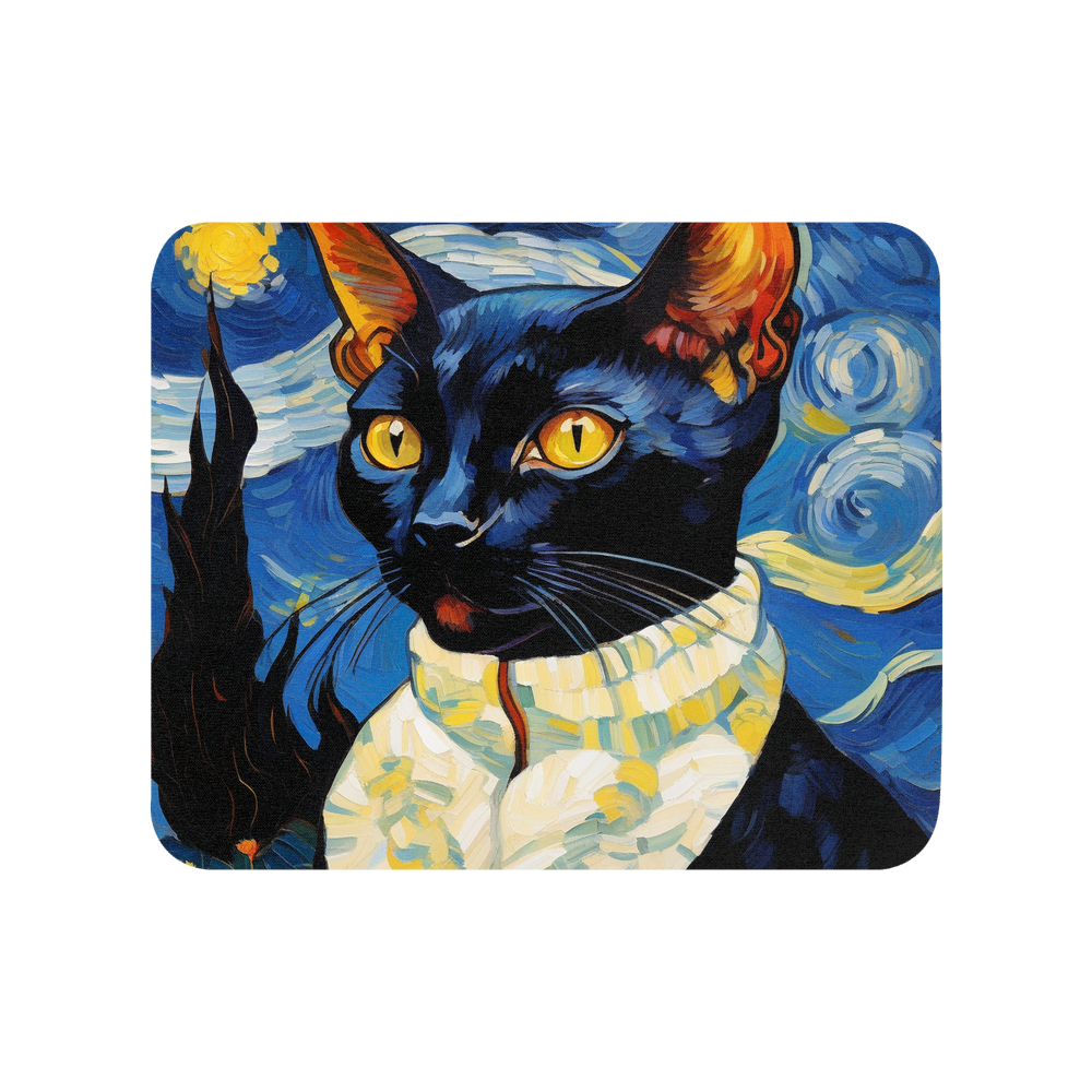 PugMug Custom Black Devon Rex Cat Mouse Pad