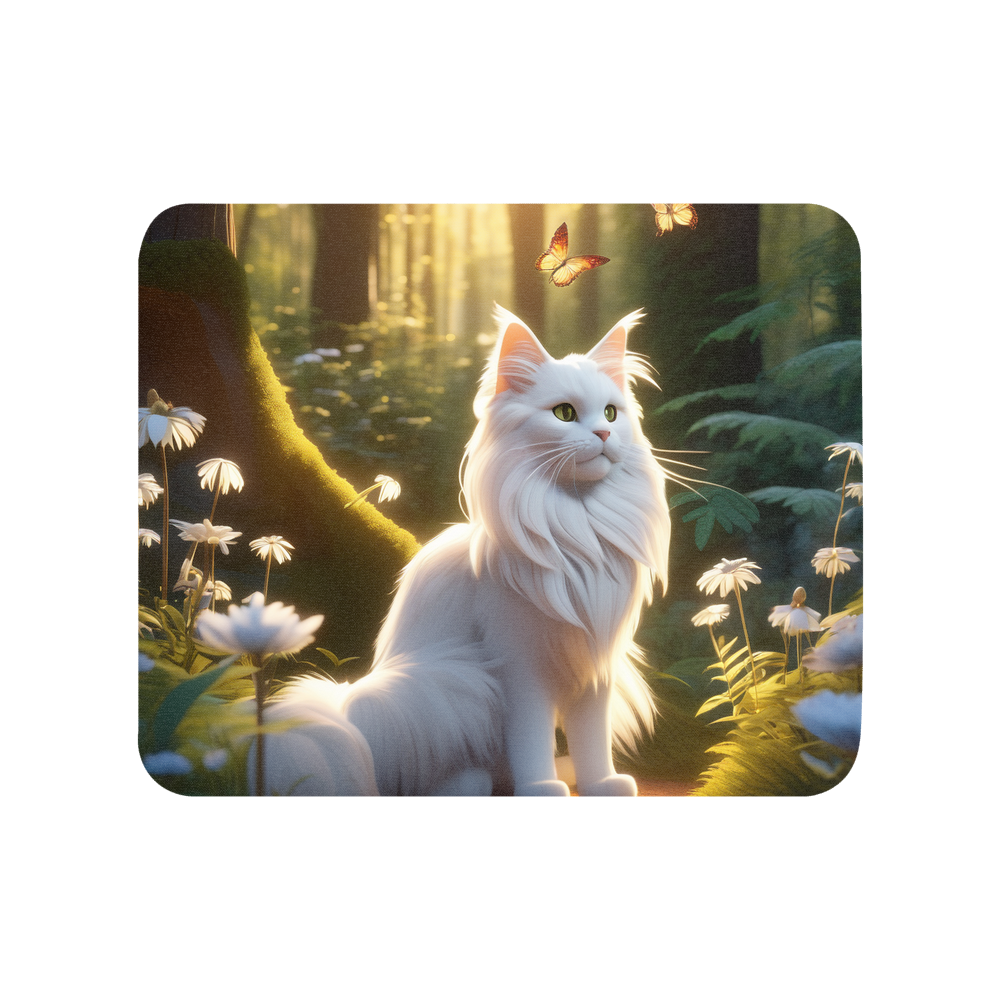 PugMug Custom White Maine Coon Cat Mouse Pad