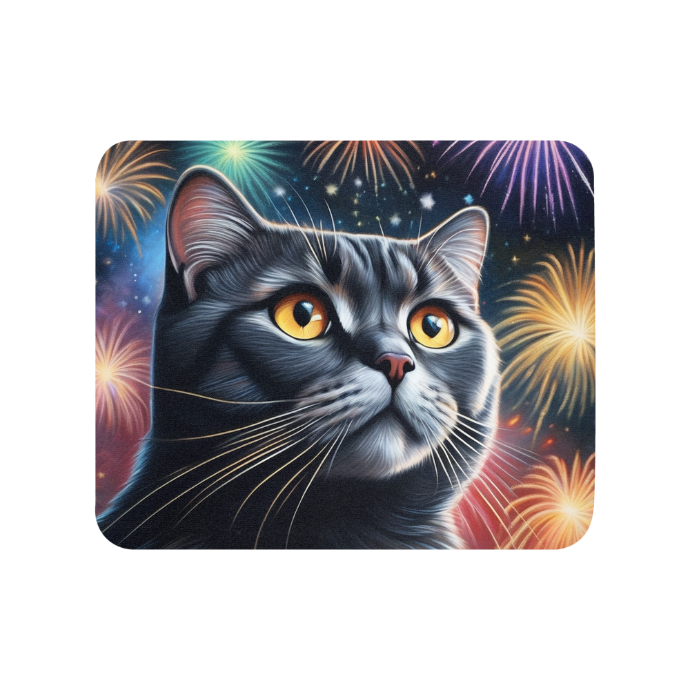 PugMug Custom Black Scottish Fold Cat Mouse Pad