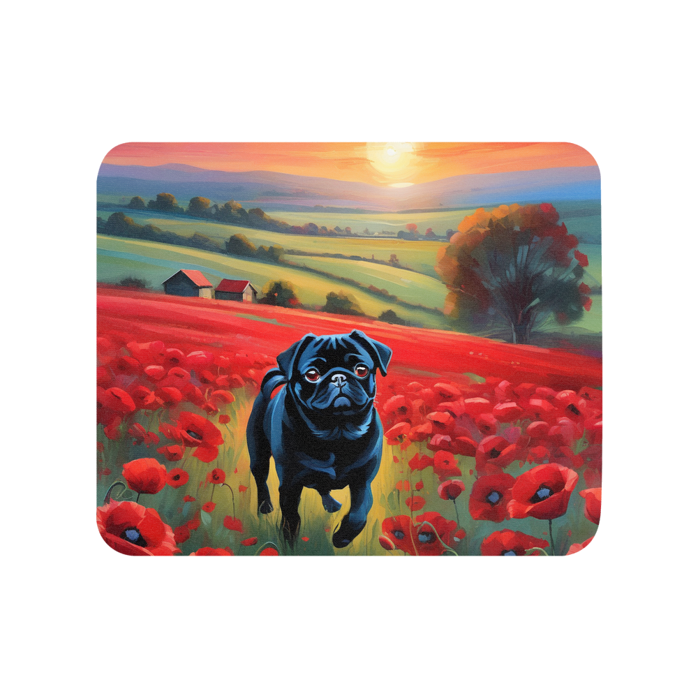 PugMug Custom Black Pug Mouse Pad