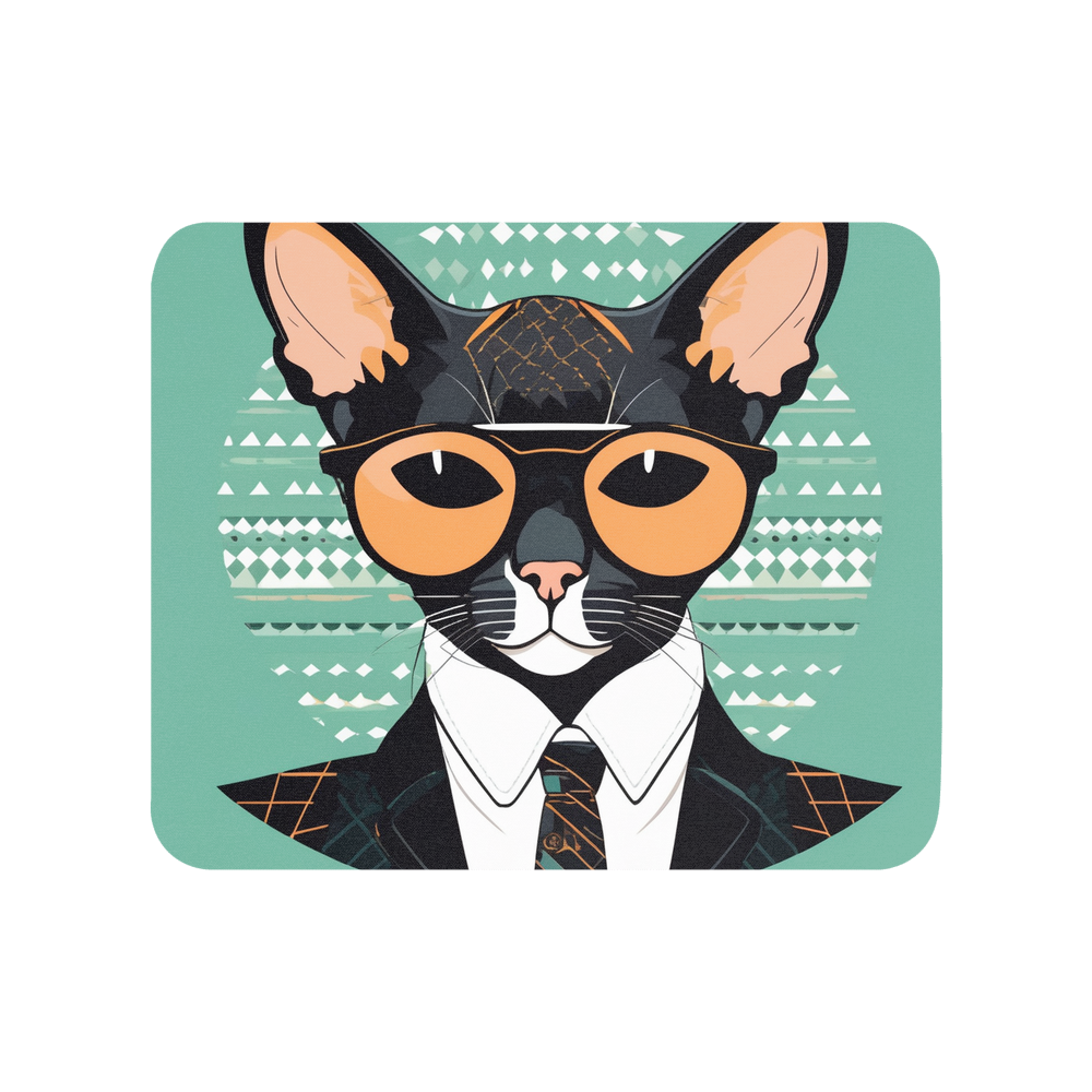 PugMug Custom Black Devon Rex Cat Mouse Pad