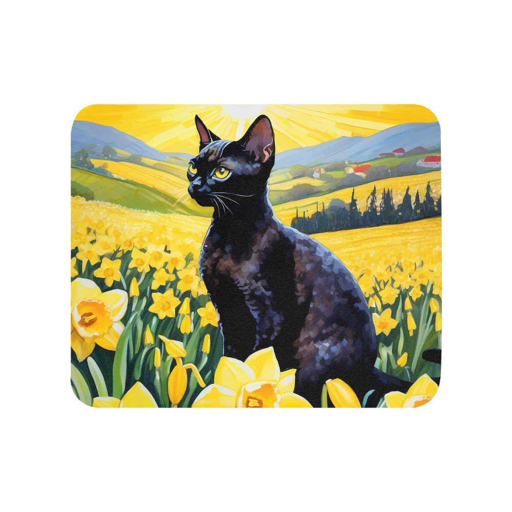 PugMug Custom Black Devon Rex Cat Mouse Pad
