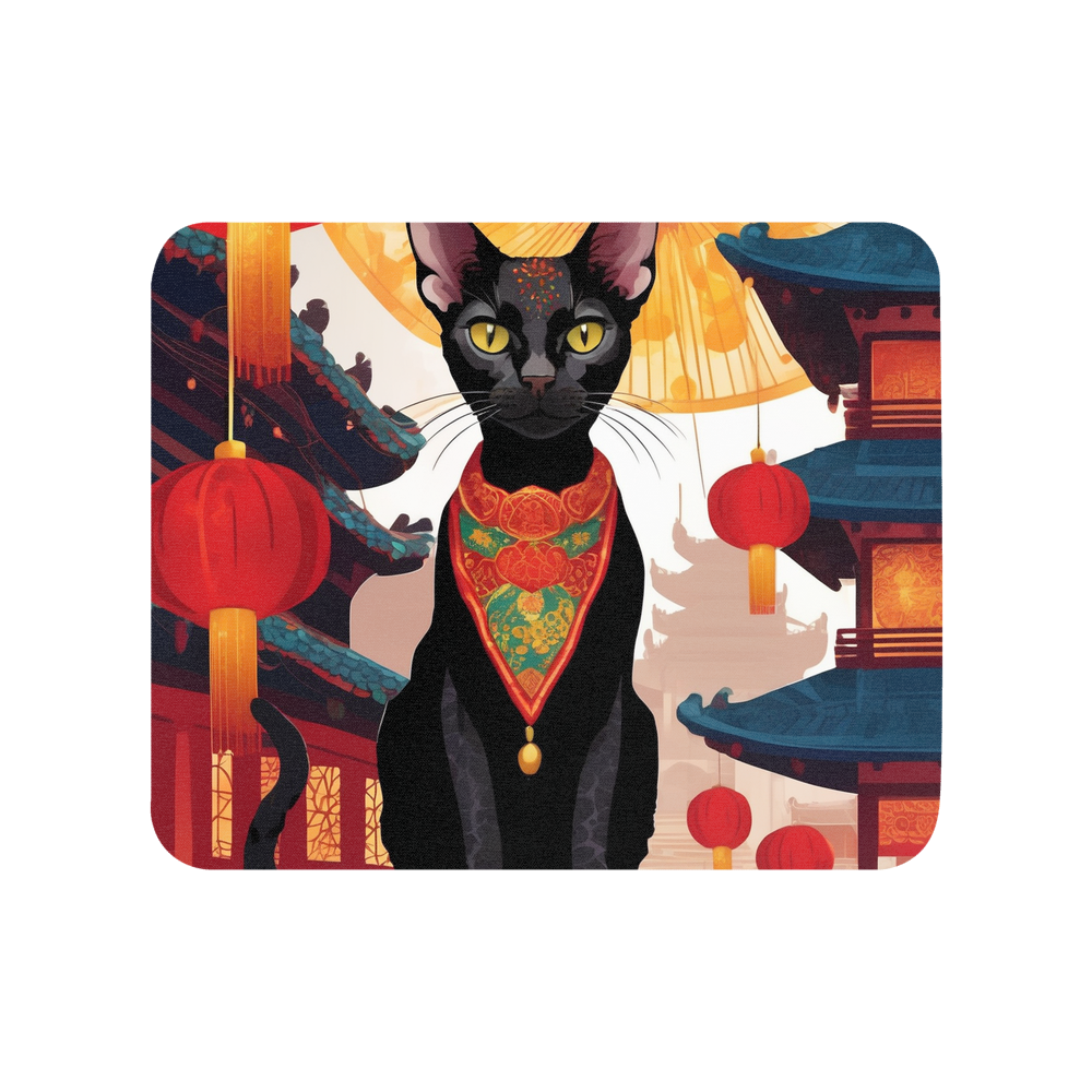 PugMug Custom Black Devon Rex Cat Mouse Pad