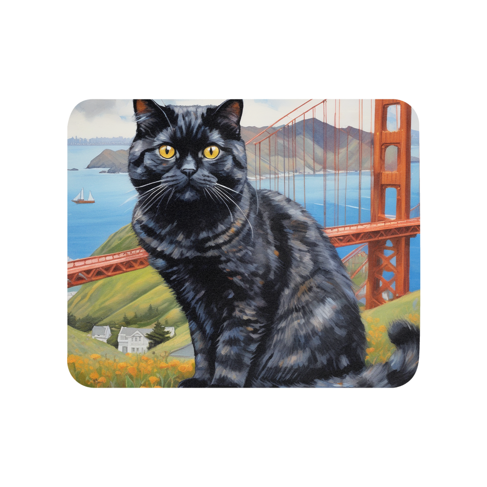 PugMug Custom Black Scottish Fold Cat Mouse Pad