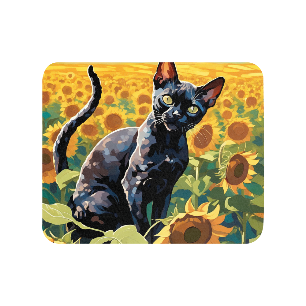 PugMug Custom Black Devon Rex Cat Mouse Pad
