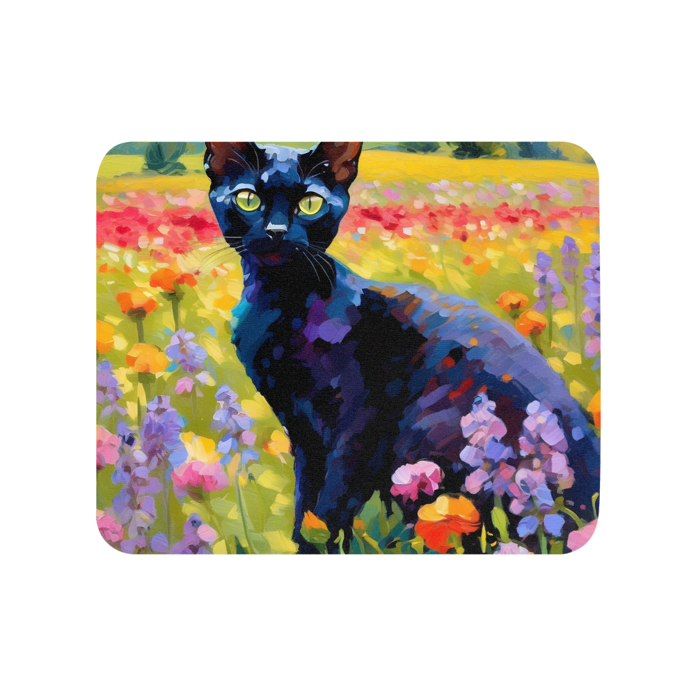 PugMug Custom Black Devon Rex Cat Mouse Pad