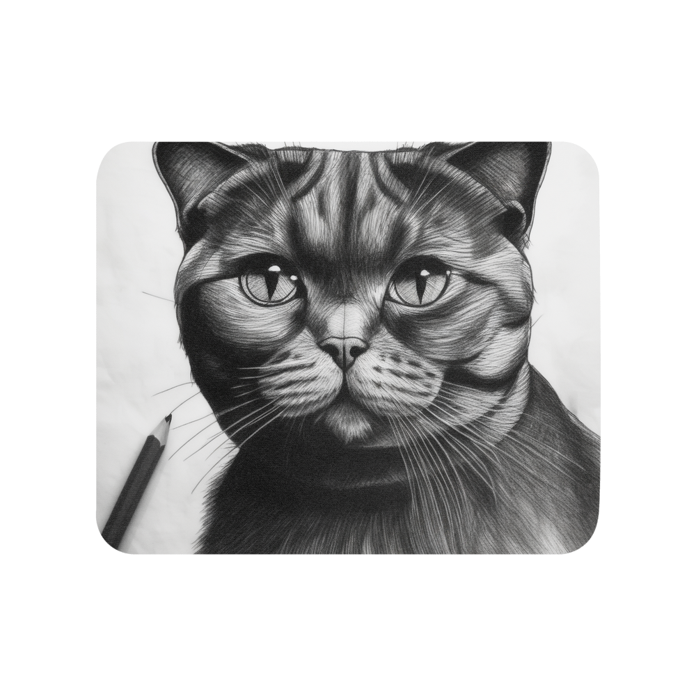 PugMug Custom Black Scottish Fold Cat Mouse Pad