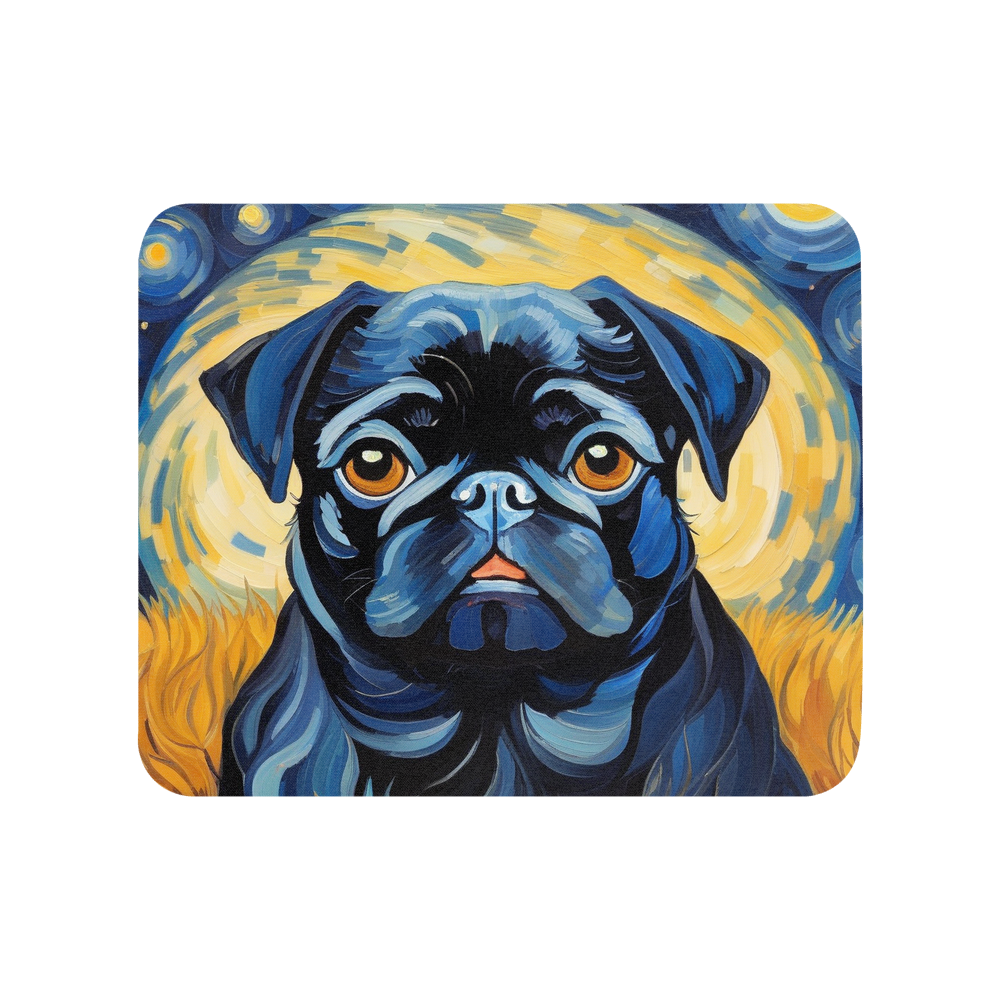 PugMug Custom Black Pug Mouse Pad