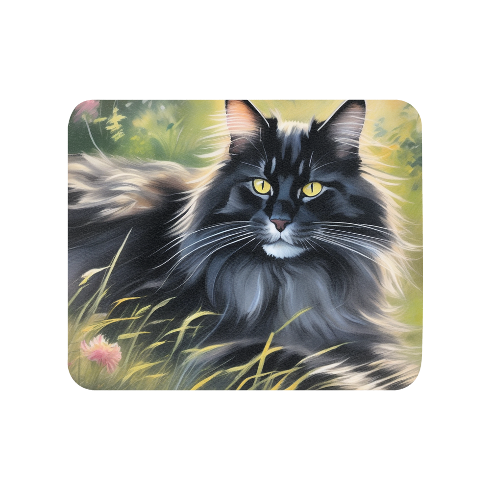 PugMug Custom Black Maine Coon Cat Mouse Pad
